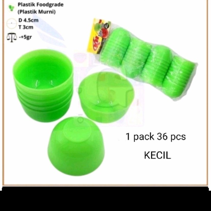 TERBARU (3 lsn) cetakan kue talam Plastik/ kue mangkok kecil - Hijau