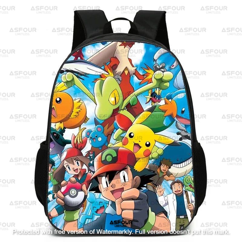 Asfour - Tas Sekolah Pokemon Tas Ransel Anak Laki Laki Pokemon Pikachu Tas Sekolah Anak TK SD SMP Tas Anak Cowok PokeballTAS RANSEL ANAK SEKOLAH LAKI LAKI SD TK PAUD MOTIF KARTUN POKEMON