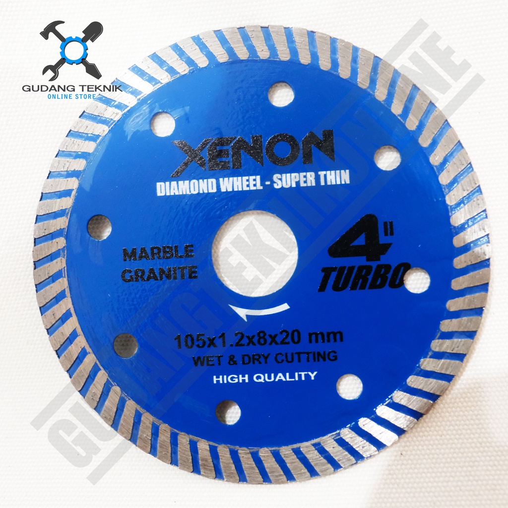 Diamond Wheel 4&quot; TURBO BLUE XENON Basah kering / Mata Pisau Potong Keramik Granit 4 Inch Wet Dry XENON