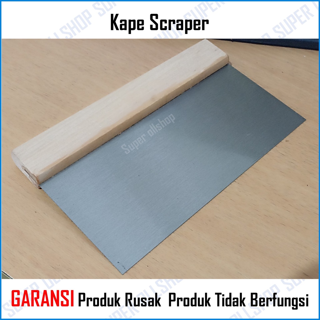 Kape Gagang Kayu 8 Inch Kapi Steel Skrap Pisau Dempul Pengerok Cat Scraper Scrapper Kapi Cat Lebar