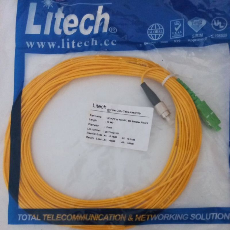 Pacthcord Litech  Fiber Optic SC to FC 10 Meter