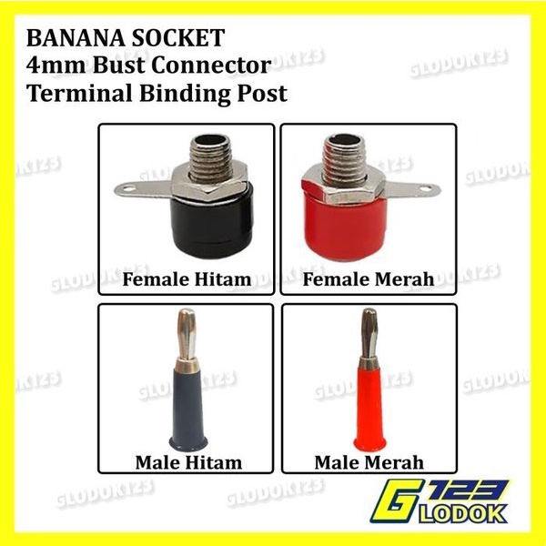 Binding Post Terminal Speaker Jack Socket Banana Plug Merah Hitam 4 MM