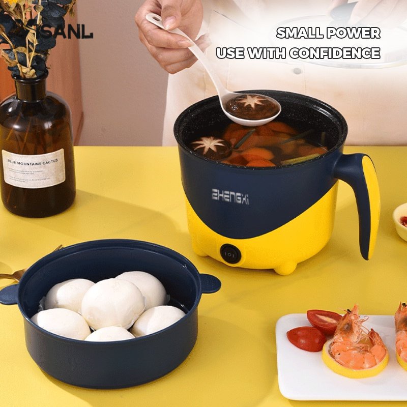 Panci Listrik Multifungsi Dengan Kukusan 1.8L / Electric Pan Fry Pan Portable Panci Listrik Serbaguna