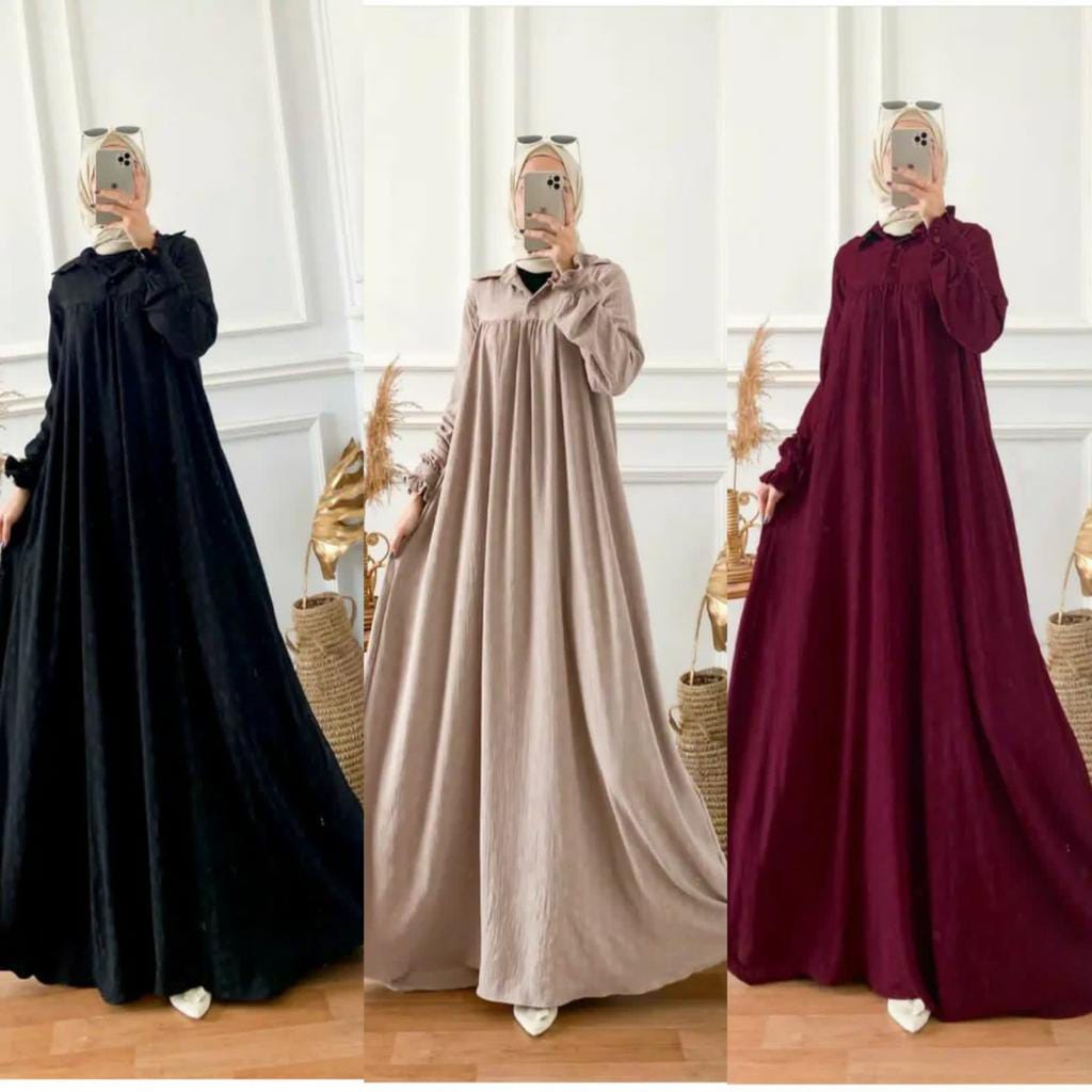 ANISA DRESS MAXY || DRESS WANITA CRINKLE PREMIUM