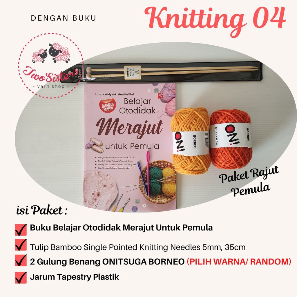 Paket Rajut Pemula/ Merajut Pemula/ Perajut Pemula - Knitting 04A