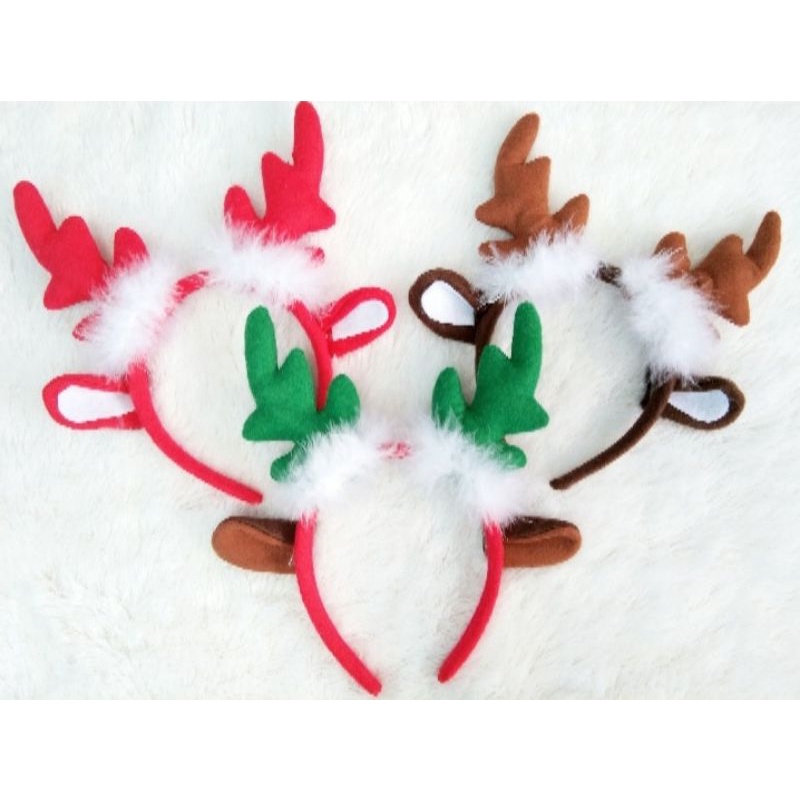 Bando Natal Desain Tanduk Rusa Bulu Telinga Bando Rusa