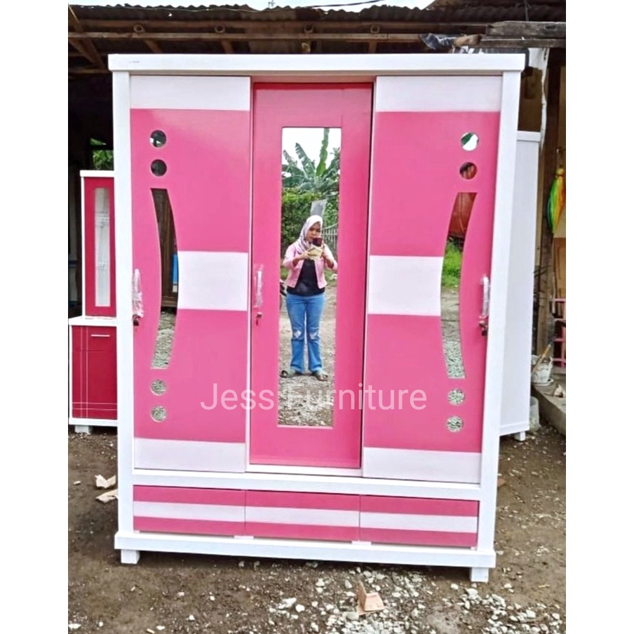 Lemari Pakaian 3Pintu Sliding / Lemari Baju 3Pintu Sliding / Lemari Baju Multriplek / Lemari Baju Ge