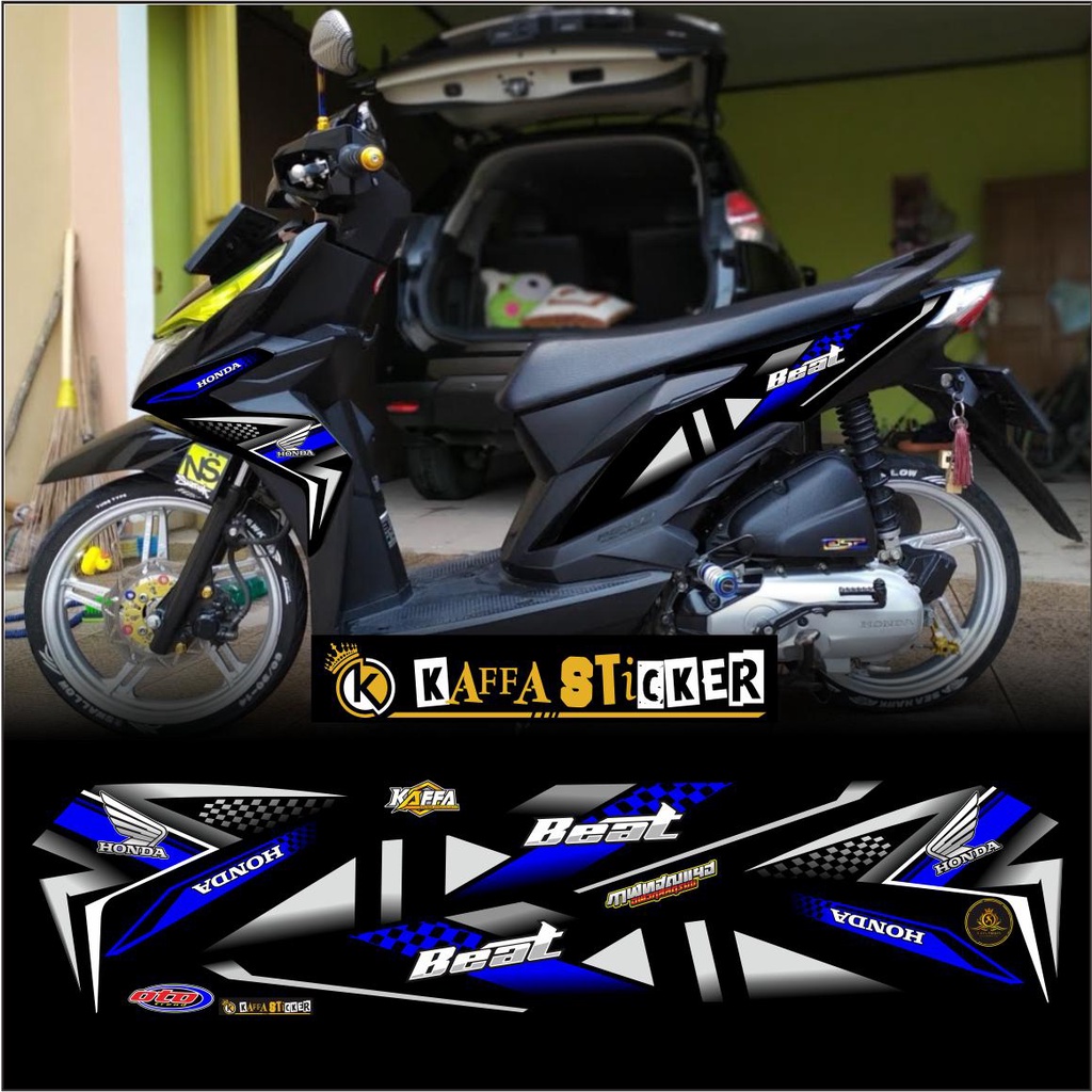 Striping Beat New Fi 2016 2019  / Striping Variasi List Beat New hitam polet biru