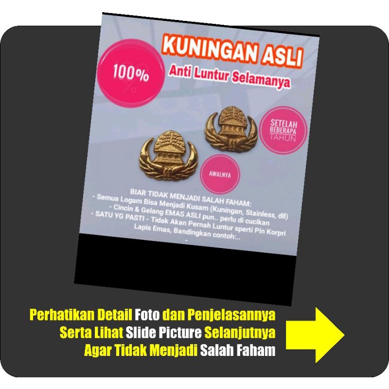 Penjelasan PIN KORPRI Bahan Kuningan Asli VS PIN KORPRI Bahan Lapis Emas