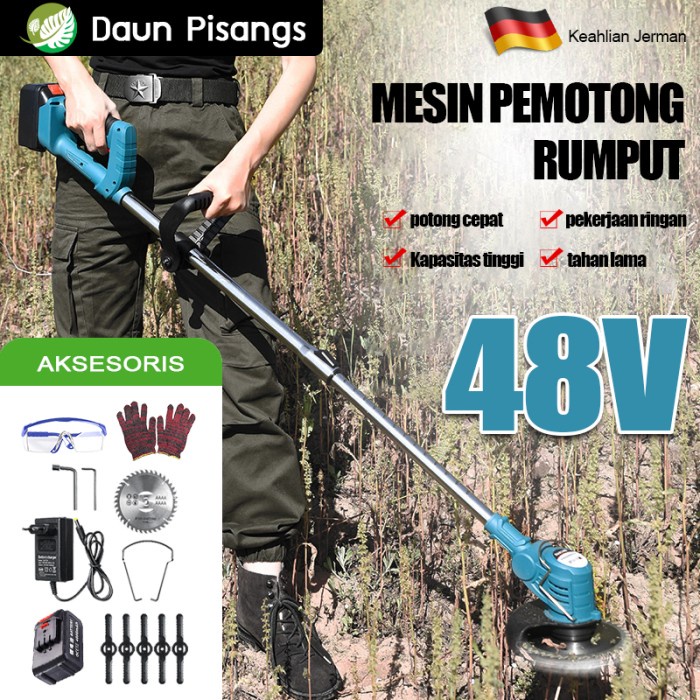 Pemotong Mesin Potong Rumput 12~48V Pemotong Rumput Eletrik Portable Multifungs