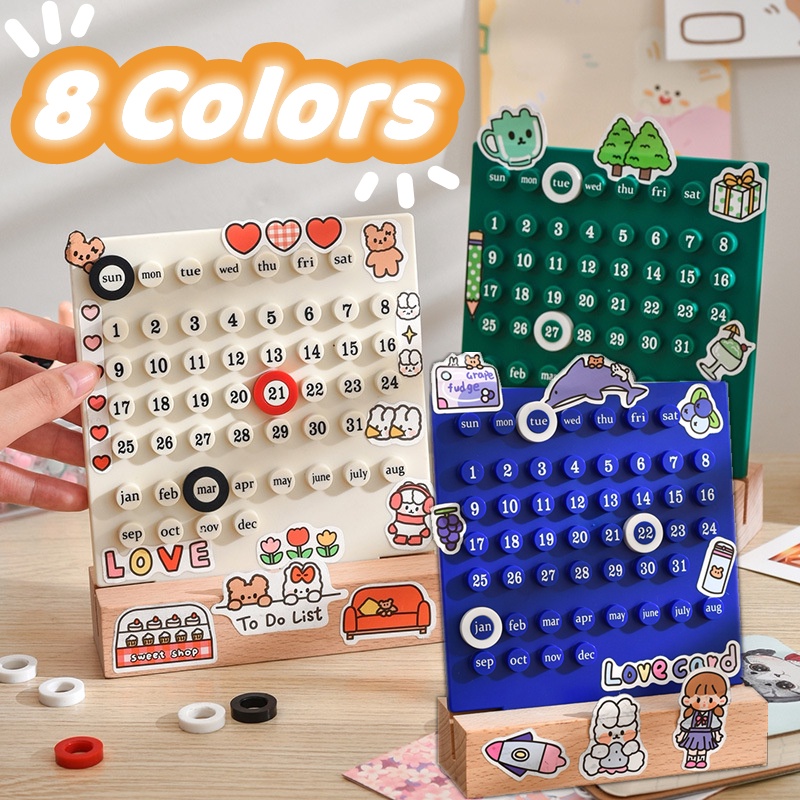 8warna Ins Kreatif Waktu Abadi Meja Planner Kalender Waktu Manual Meja Akrilik DIY Calendario Dekorasi Rumah Reusable Date Record Gift Set