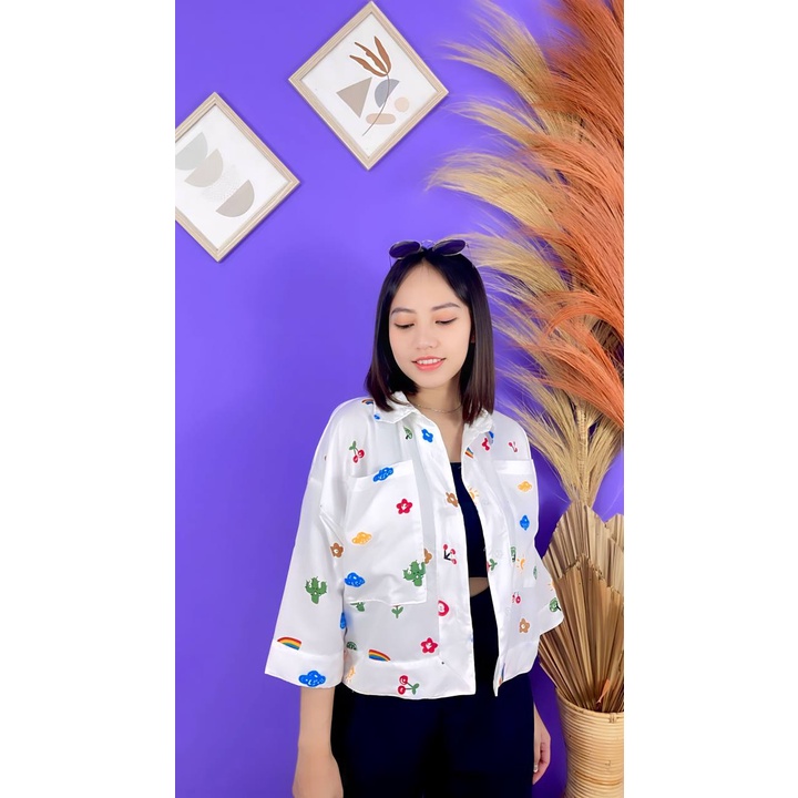 RX Fashion - Kemeja Crop Linen Kioyowo Pocket - BN