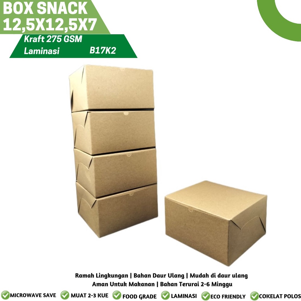 Snack Box 12.5x12.5x7 Bahan 290 Gsm (B17K2-Laminasi)