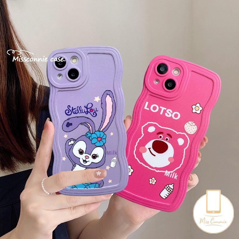 Oppo A17 A12 A78 A54 A16 A95 A77 A55 A96 A15 A57 A16K A17K A74 A5 A9 A5s A7 A1k A77s A53 A3s A72 A76 A16s Reno 8T 8 7 7Z 8Z 6 A12E A52 Wavy Edge Cute Strawberry Bear Stellalou Case/Sarung StellaLou