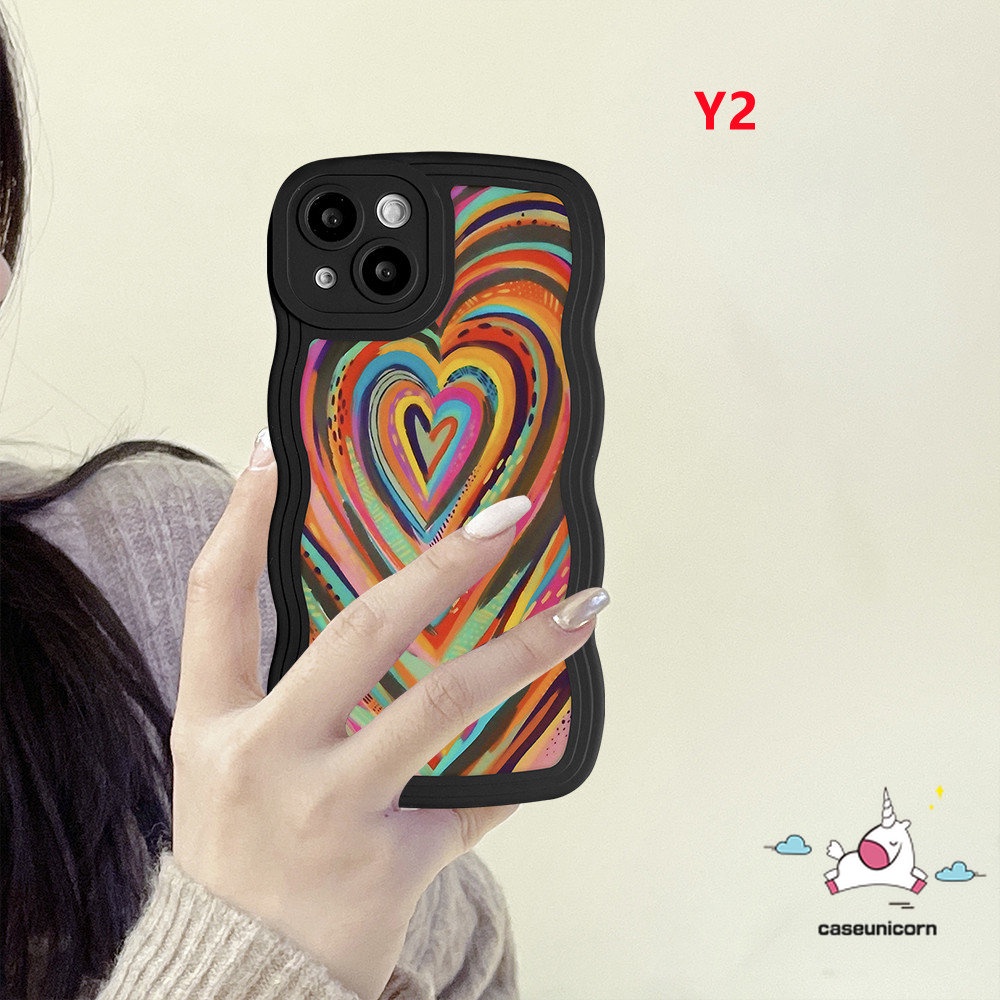 Redmi 12C 10a1 9T 10C 9.9a 9C NFC 10A A1+POCO M3 X3 NFC Pro Redmi Note9 11 10 11s 10s 8 11 10 Pro Max 11Pro+9Pro 9s Ins Smile Gradient Love Heart Rainbow Wavy Soft Case Tepi