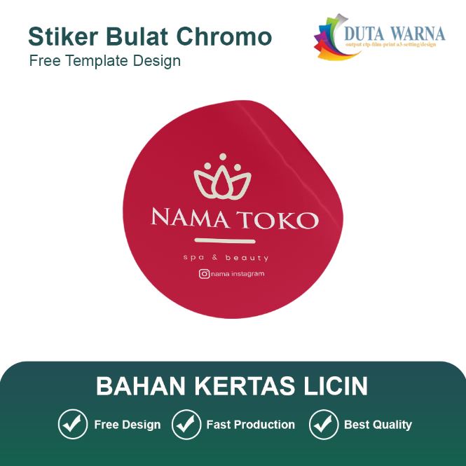 

STICKER CHROMO / STIKER (PRINT + CUTTING) STIKER CHROMO / HVS KHUSUS BULAT