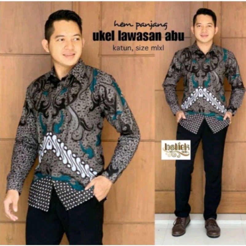 KEMEJA BATIK PRIA MOTIF AKAR ABU TERBARU SIZE M L XL XXL 3XL BATIK TERBARU DAN TERMURAH