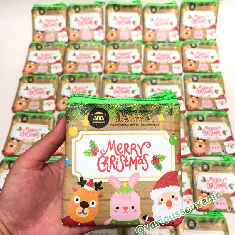 Dompet Natal Koin Christmas Pouch Custom Nama Minim 30pcs 1 gambar Nama Sama Tidak Terima COD