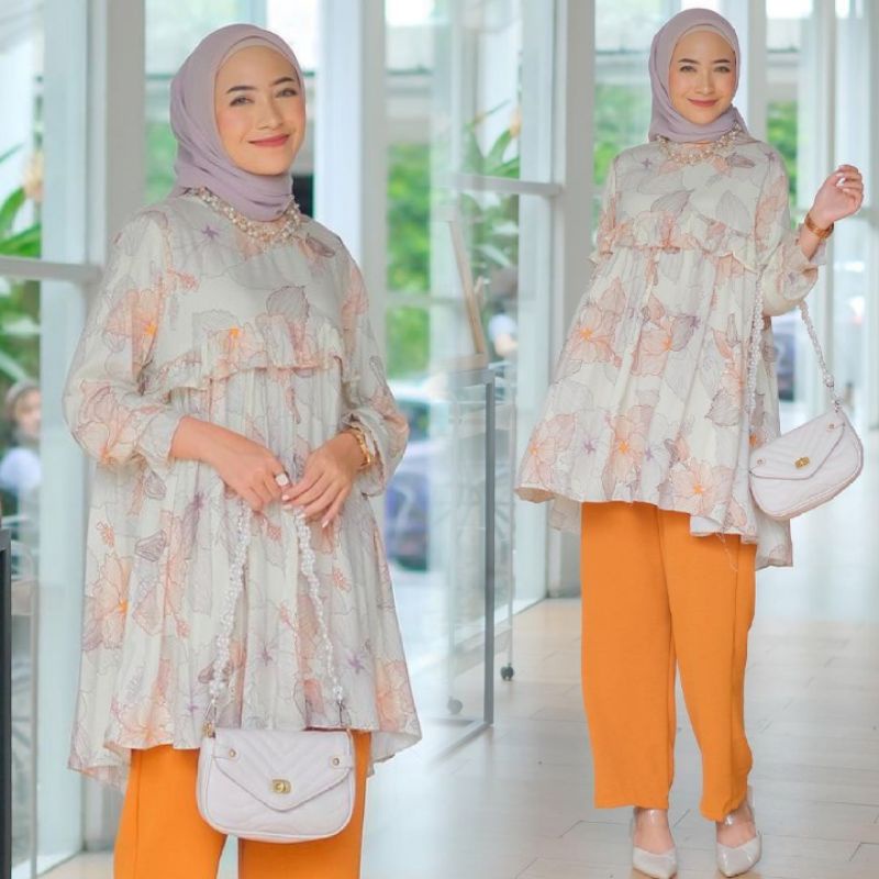 SETELAN CELANA MOTIF BUNGA / SETELAN CELANA RAYON DIAMOND