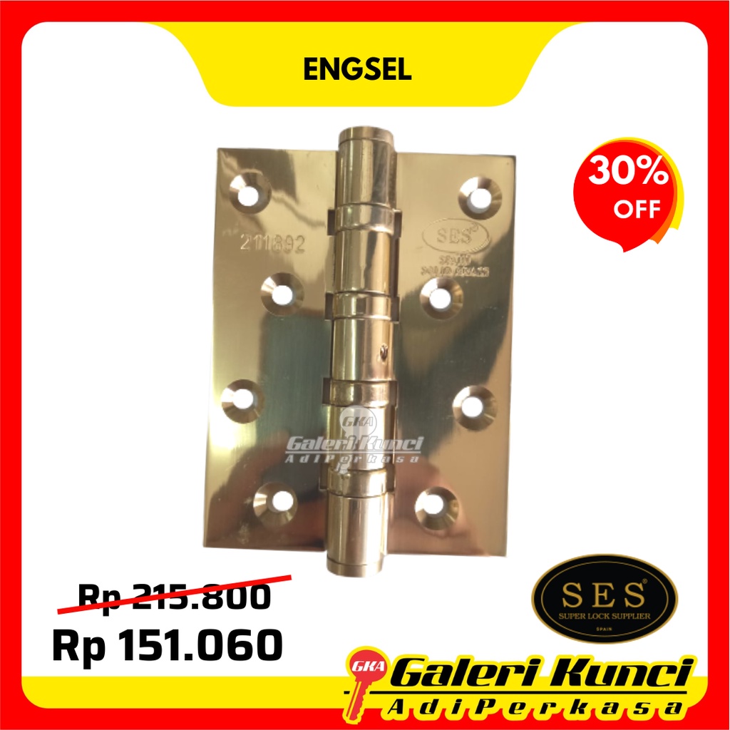 Engsel Pintu SES 4X3,5MM BRASS Engsel Pintu Engsel Kuningan