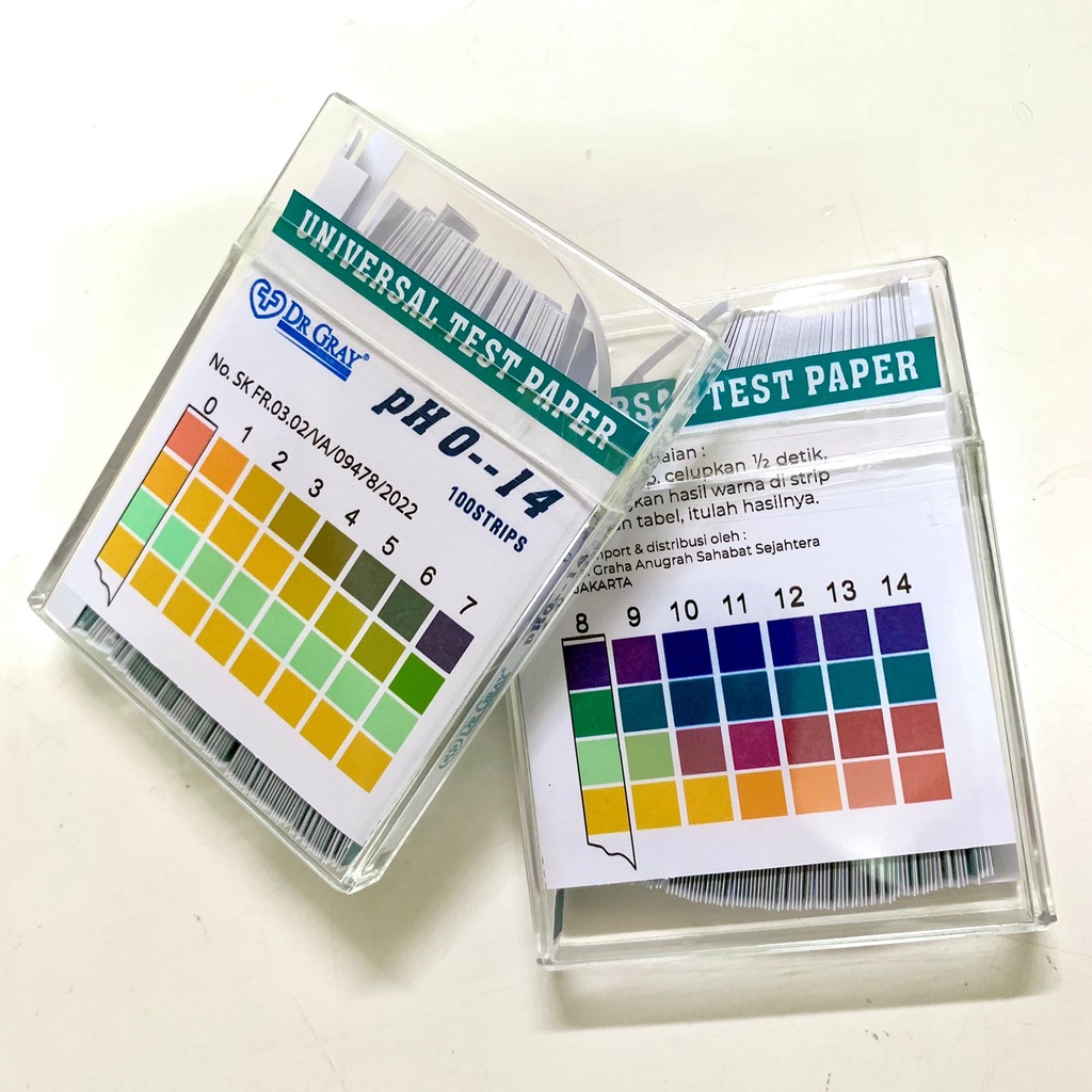 Kertas uji level PH paper isi 100 strip / universal test PH paper / kertas lakmus 100 stripes Merk DR GRAY - PH100