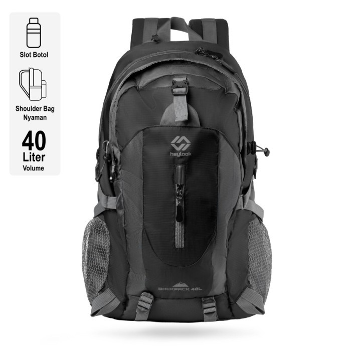 NEW Tas Punggung Tas Outdoor Tas Gunung Tas Hiking Distro Branded Original - BLACK