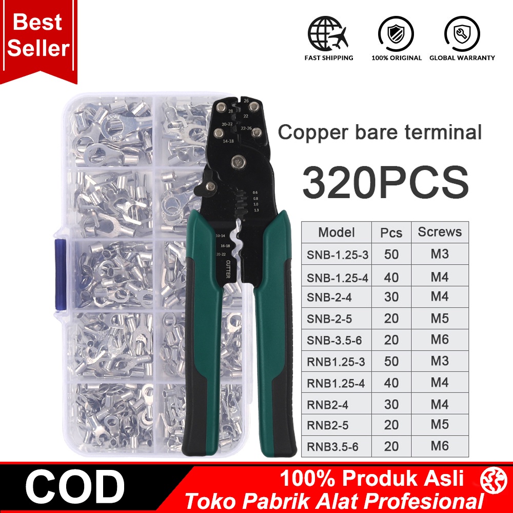 Set 320pcs Tang Crimp Skun Connector Kabel Terminal Multifungsi-SC6-26