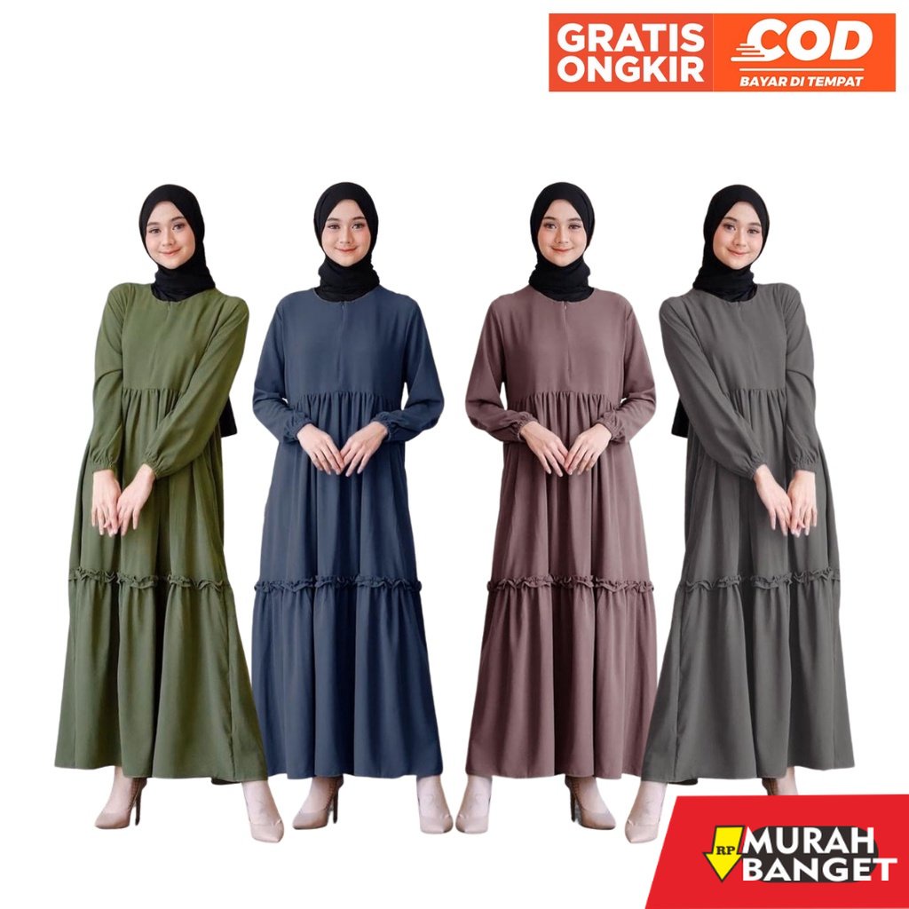 model gamis kombinasi polos terbaru 2022 Gamis Casual Hits Puspita - Gamis Remaja Dewasa - Puspita G
