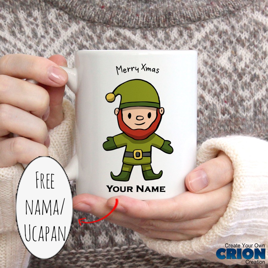 Mug Karakter Natal Christmas Hadiah / Kado / souvenir bisa custom Nama