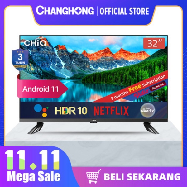 CHiQ 32 Inch Android 11 Frameless Smart TV Digital LED TV L32G7P Promo