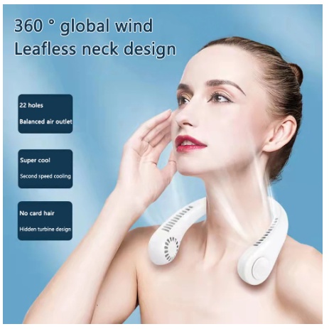 KIPAS ANGIN LEHER PORTABLE MINI HANGING NECK FAN USB TANPA BALING BALING KIPAS A6