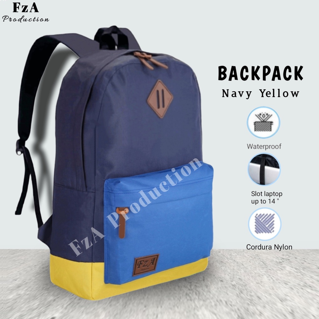 Tas Ransel Punggung Distro Casual Pria Wanita / Tas Ransel Laptop Original - FzA GRATIS Dompet Sakko HP