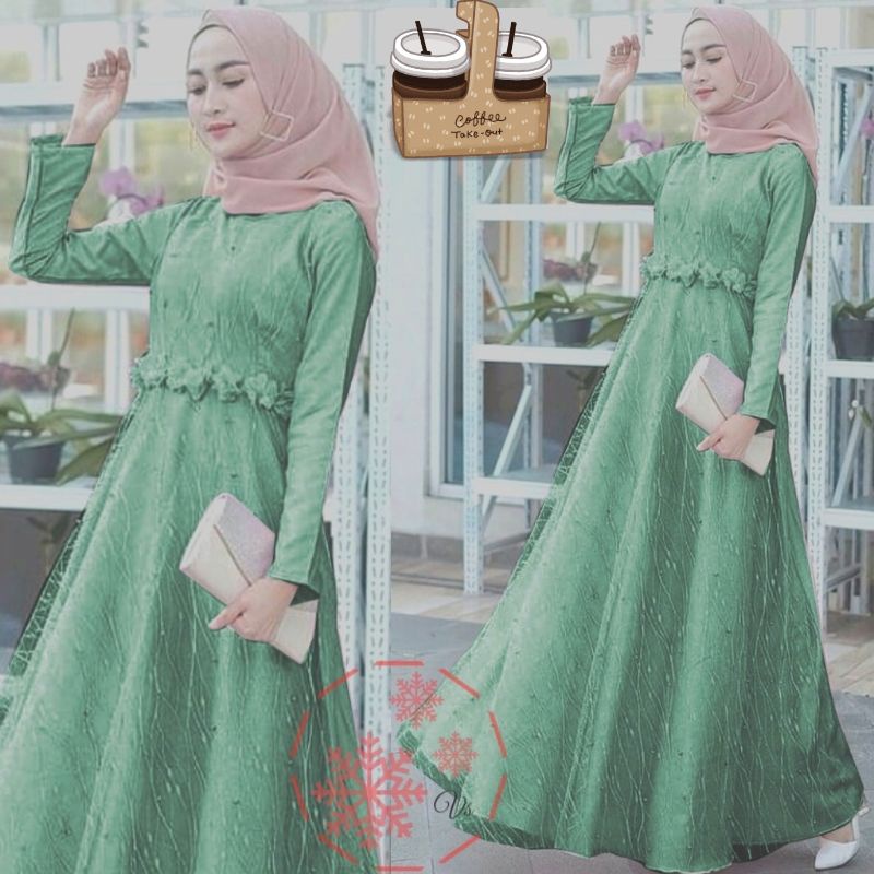 (NEW) ALYSA - BAJU GAMIS BRUKAT BROKAT TULANG LAPIS FURING SLETING DEPAN BUSUI DRESS UKURAN M L XL X