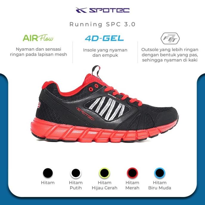 SPOTEC SEPATU RUNNING SPC 3.0 HITAM - MERAH RGFG9646F