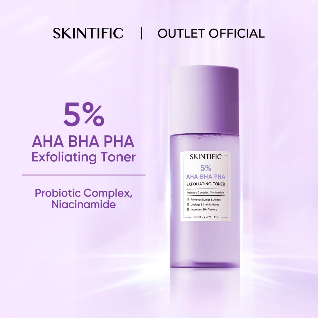 SKINTIFIC 5% Aha Bha Pha Exfoliating Toner Gentle Exfoliator Peeling Exfoliating 80ml