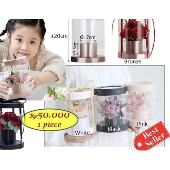 

Mini Opp Round Flower Box - Box mika - mica flower box - Putih