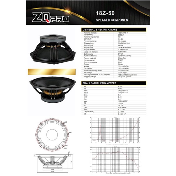 Speaker Komponen ZQPRO 18Z-50 vc 5 inch