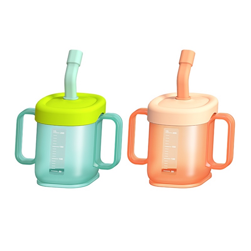 2023 3 in 1 Botol Minum Sippy Cup 300ml Dengan Sedotan + Sendok 15 Untuk Bayi / Anak°Cangkir Pelatihan Untuk Anak-Anak
