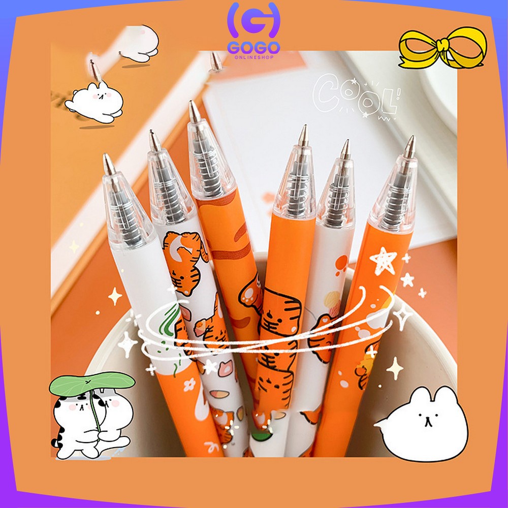 GOGO-A43 Pulpen Mekanik Pen Gel 6PCS Motif Cartoon Pena Bolpoint Stationary Alat Tulis Pelajar Dan Kantor