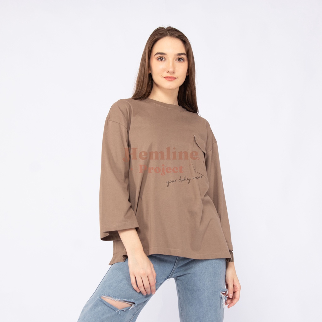 Haura Oversized Plain Top Maple Brown