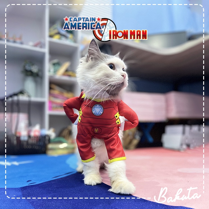 Kostum Superhero untuk kucing dan anjing Lucu Ironman Vs Kapten Amerika / Kostum kucing Murah / Baju Kucing Tangerang size S-XL