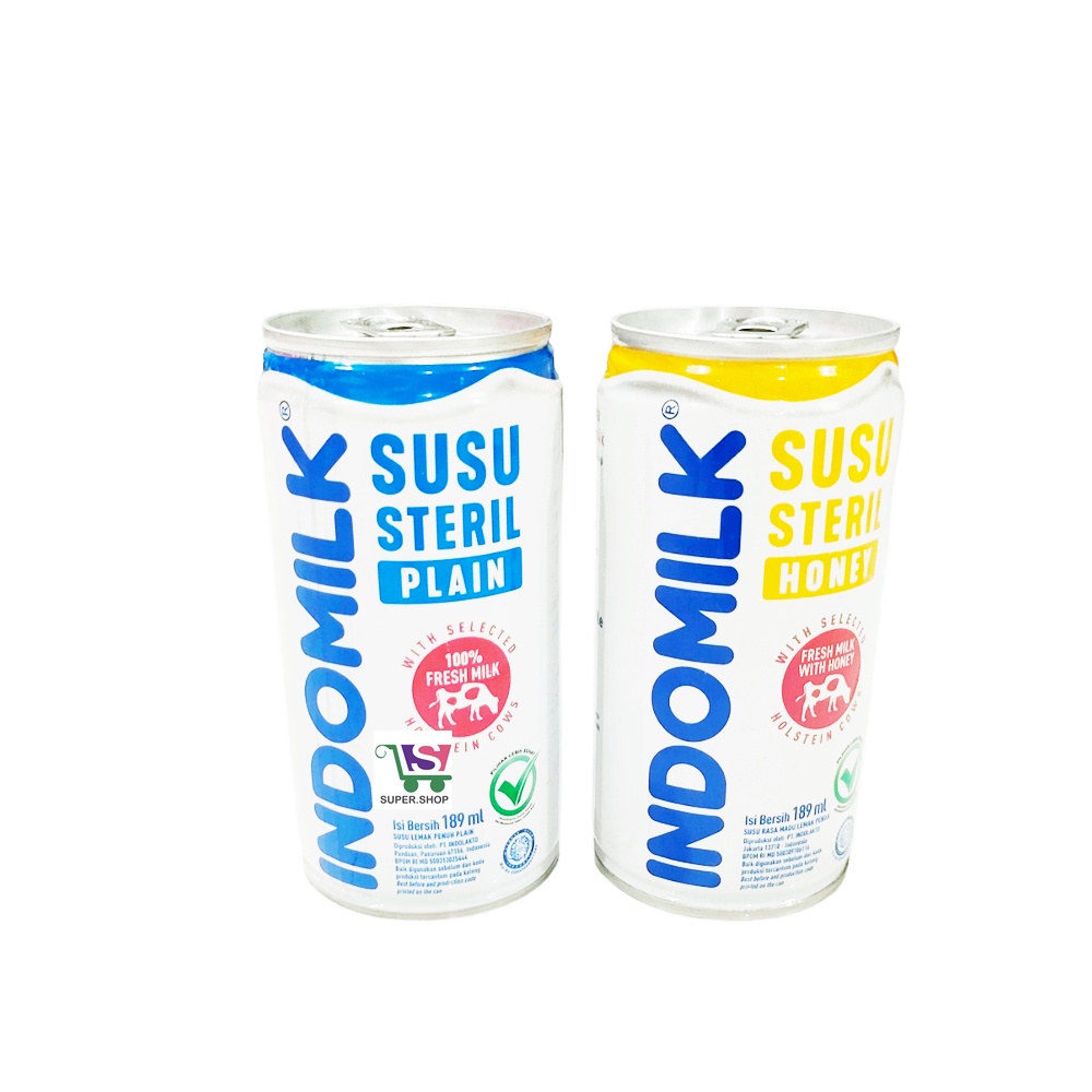 Indomilk Susu Steril Plain / Honey Kaleng 189 ML