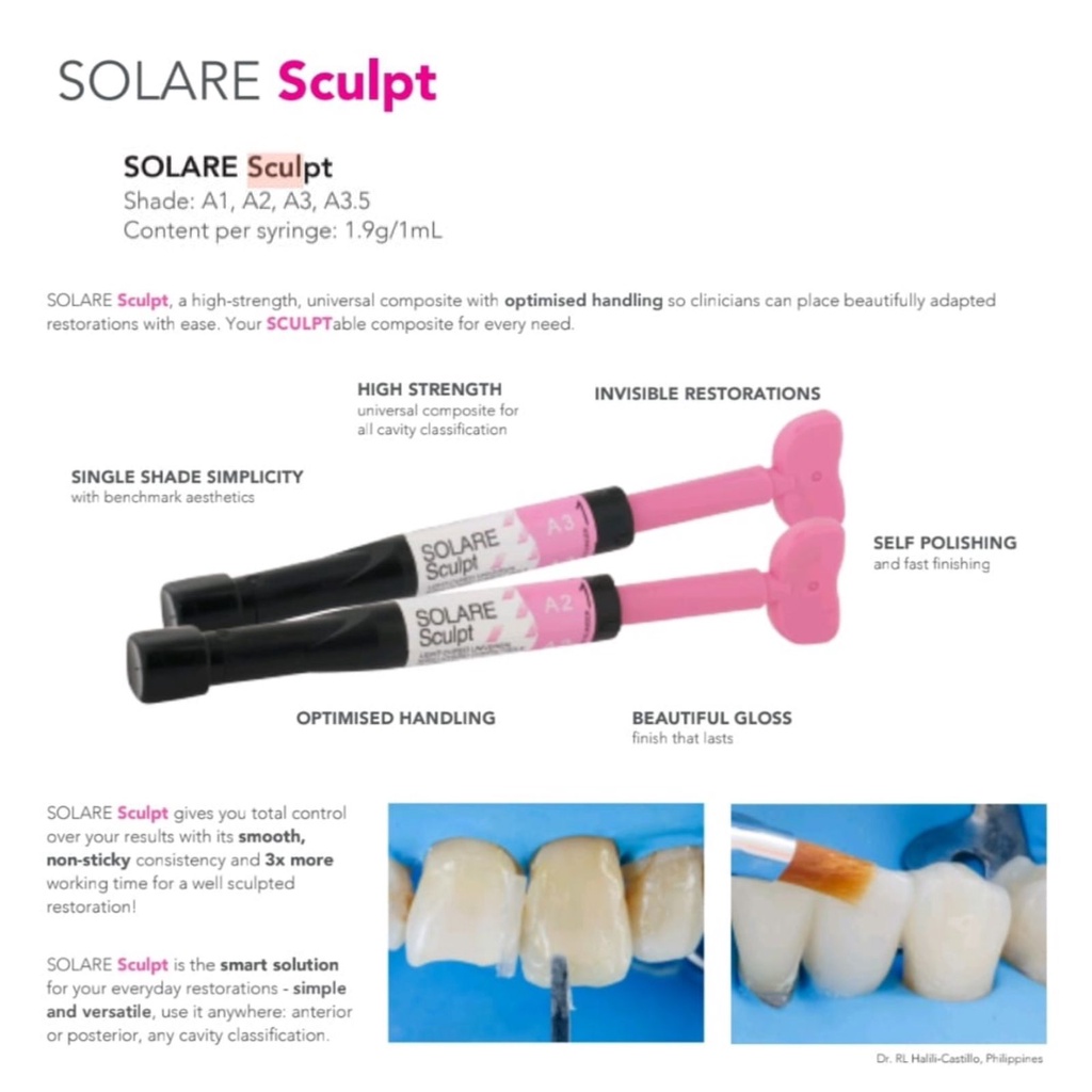 SOLARE SCULPT GC fuji A1 A2 A3 A3,5 Dental composite solare komposit veneer bahan tambal gigi venner sinar laser