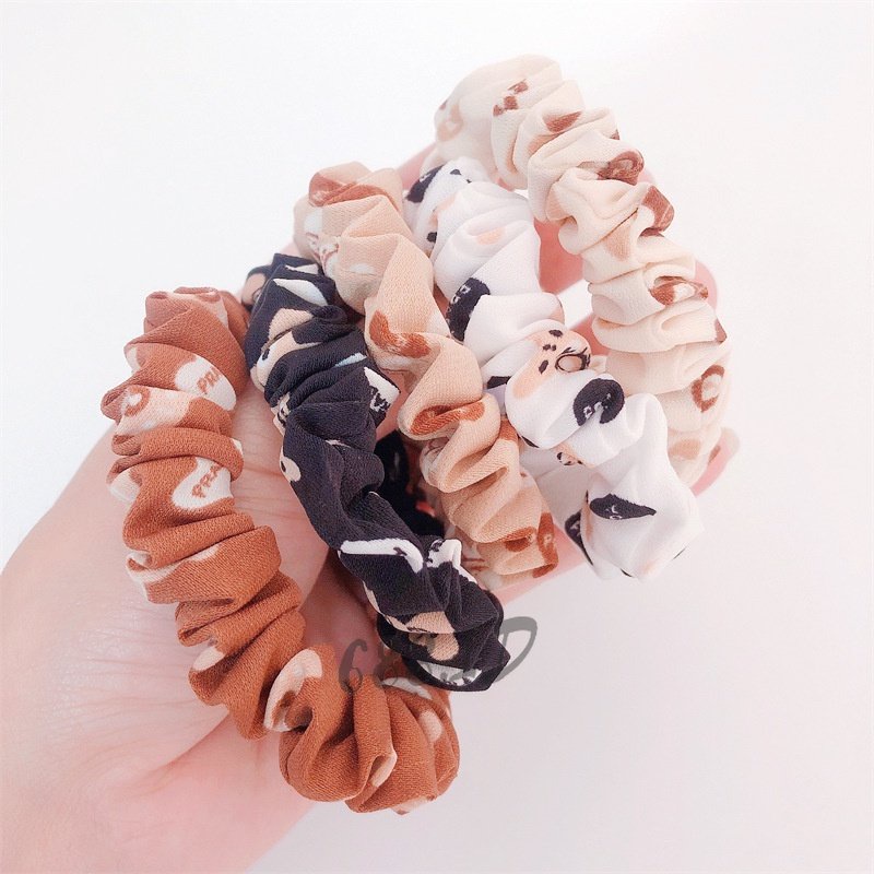 Ikat Rambut Scrunchie Kecil Motif Beruang Karet Rambut Elastis Kunciran Rambut Anak Perempuan Wanita Dewasa Impor Murah KCR 06