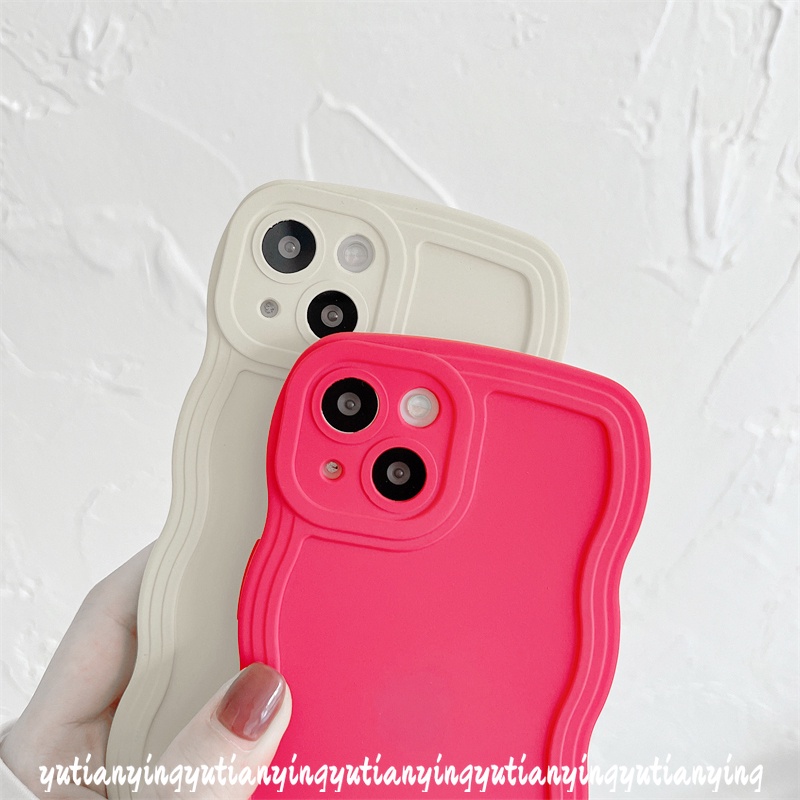 Casing iPhone 11 12 13 Pro MAX 7 8 Plus XR X XS MAX 7 Plus 8 Plus Shockproof Aksen Gelombang Warna Permen