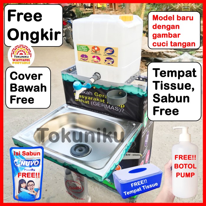 Wash Wastafel Bak Cuci Tangan Portable Tempat Cuci Piring Drum Tong Jerigen