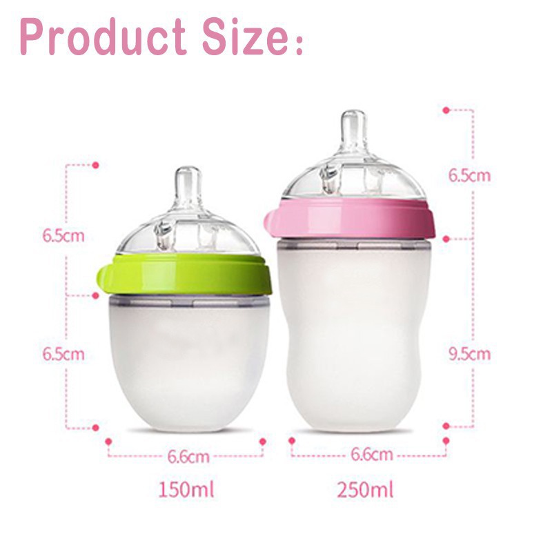 Botol Susu Bayi Bahan Bayi Bahan Silikon Ukuran 150ml 250ml Warna Hijau Dan Pink