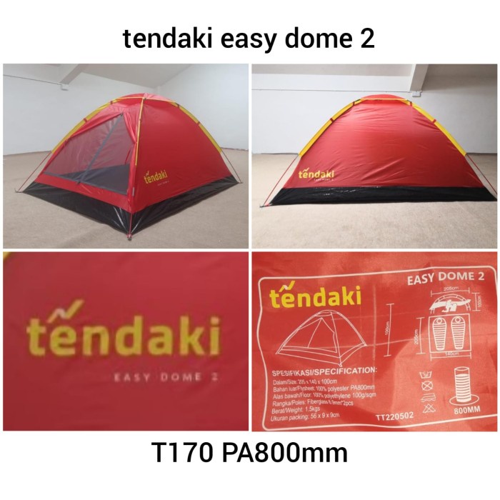 Tenda Camping Tenda Dome Termurah Tendaki Easy Dome2 Frame Fiber Single Layer