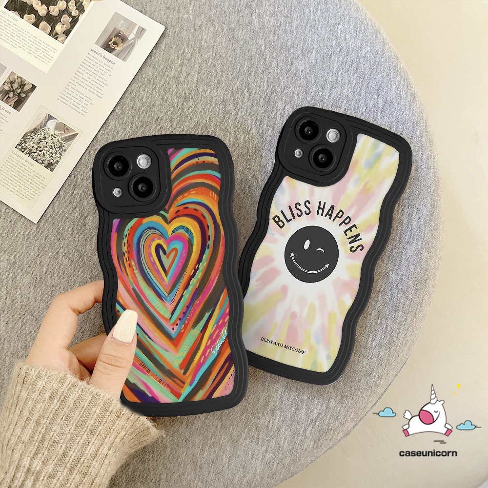 Soft Case TPU Motif Smiley Hati Pelangi Untuk iPhone 11 14 12 13 Pro Max XR 6 6s 7 8 Plus 14 Plus X XS Max SE 2020