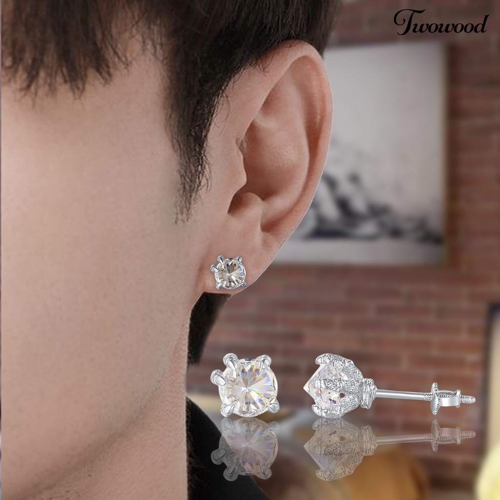 1 Pasang Anting Stud Bentuk Cakar Aksen Mutiara Tiruan Gaya Hip Hop Untuk Unisex